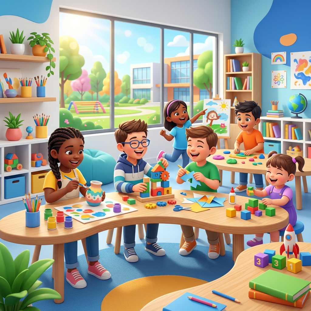 Children playing and learning together